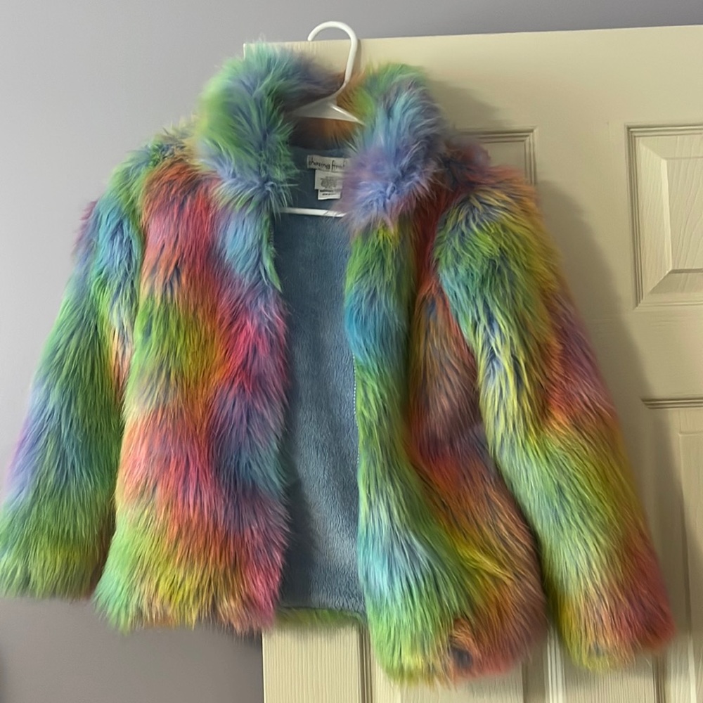 Chasing Fireflies Rainbow Monster Coat With Matching Hat Like New, Children’s 8